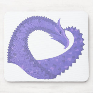 Tapis De Souris dragon coeur lavande sur fond blanc