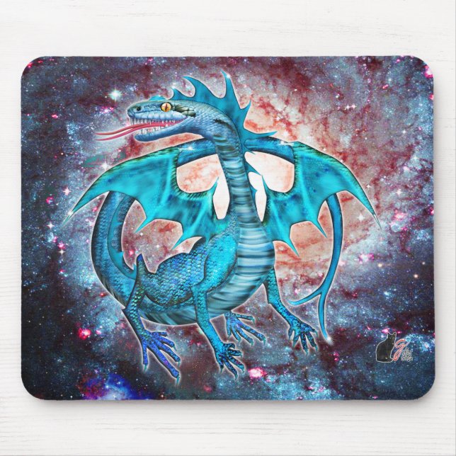Tapis De Souris Dragon cosmique Turquoise (Devant)