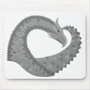 Tapis De Souris Dragon de coeur gris sur blanc