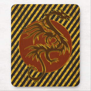 Tapis De Souris Dragon d'or Soleil rayures dorées