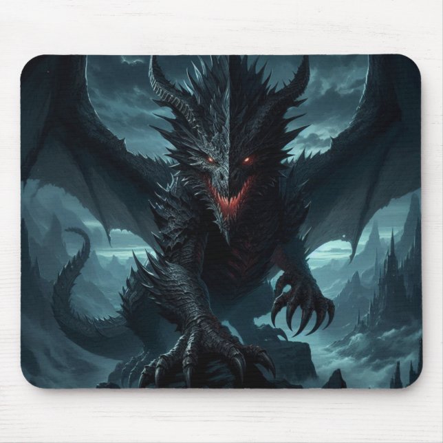 Tapis De Souris Dragon sombre et médiéval (Devant)