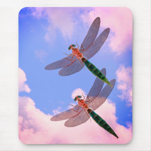 Tapis De Souris Dragonflies Ciel Bleu Nuages Nature (Devant)