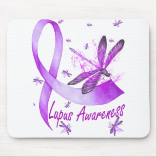 Tapis De Souris Dragonfly Holding Purple Ribbon Lupus Sensibilisat