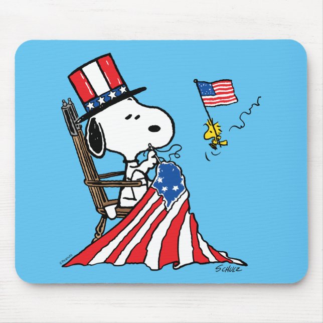 Tapis De Souris Drapeau 4 juillet à coudre Snoopy (Devant)