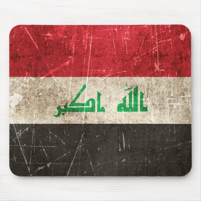 Tapis De Souris Drapeau âgé et rayé de cru de l'Irak (Devant)