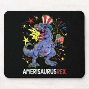 Tapis De Souris Drapeau américain 4 juillet T Rex Dinosaur Amerisa