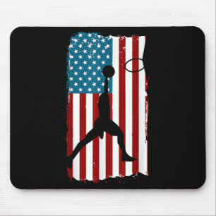 Tapis De Souris Drapeau américain américain Basket-ball Athlète pa