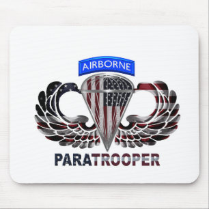 Tapis De Souris Drapeau américain avec ailes aéroportées et parach