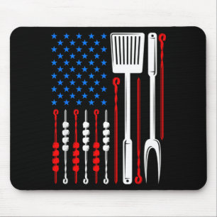 Tapis De Souris drapeau américain barbecue fils papa mari fête des