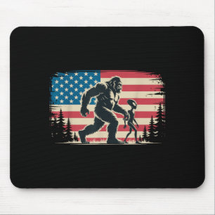Tapis De Souris Drapeau américain Bigfoot Alien Patriotique Usa Co