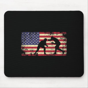 Tapis De Souris Drapeau américain de lutte de lutteur en détresse 