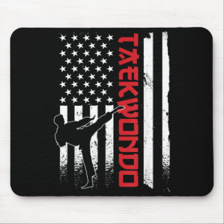 Tapis De Souris Drapeau américain de taekwondo Combattant de taekw