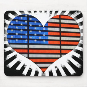 Tapis De Souris Drapeau américain du coeur patriotique