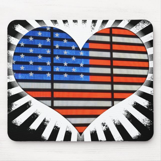 Tapis De Souris Drapeau américain du coeur patriotique (Devant)