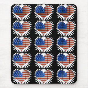 Tapis De Souris Drapeau américain du coeur patriotique