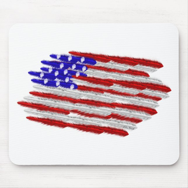 Tapis De Souris Drapeau américain en plumes (Devant)