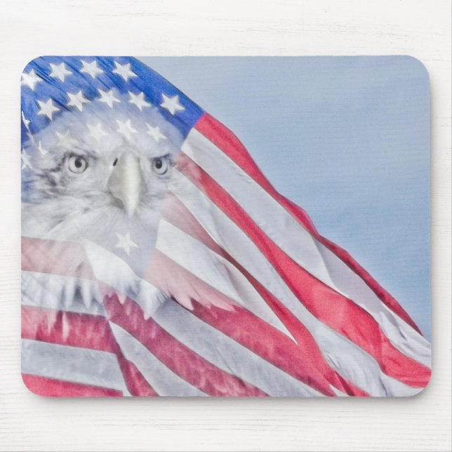 Tapis De Souris Drapeau américain et aigle à tête blanche ~ Pad de (Devant)