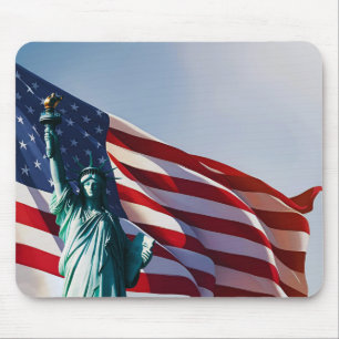 Tapis De Souris Drapeau américain Lady Liberty