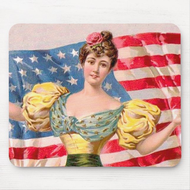 Tapis De Souris Drapeau américain Lady Liberty Independence (Devant)