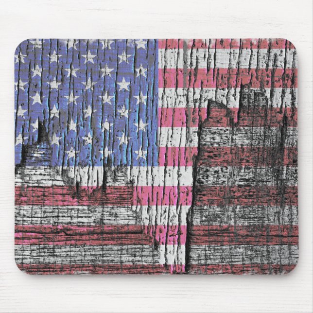 Tapis De Souris Drapeau américain patriotique peint par épluchage (Devant)