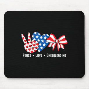 Tapis De Souris Drapeau américain Peace Love Cheerleader Cheerlea