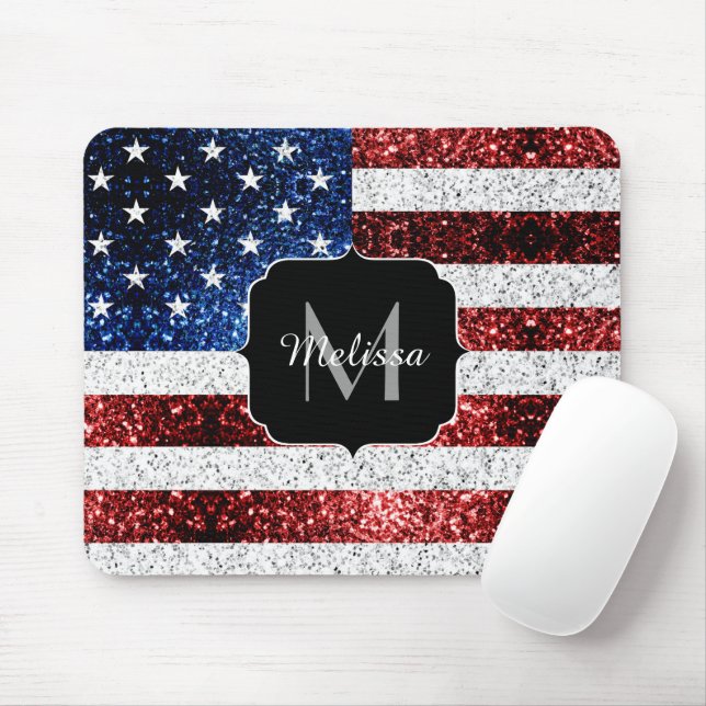 Tapis De Souris Drapeau américain rouge blanc brillant parties sci (Avec souris)