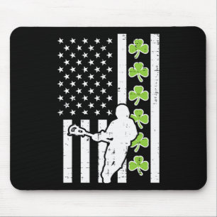 Tapis De Souris Drapeau américain Shamrock Lacrosse Vintage Lax St