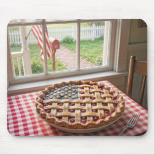 Tapis De Souris Drapeau américain sur une tarte aux cerises