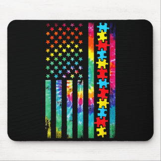 Tapis De Souris Drapeau américain tie dye Autisme Sensibilisation 