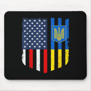 Tapis De Souris Drapeau Américain Ukrainien Ukraine États-Unis Amé
