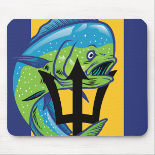 Tapis De Souris Drapeau animal national de la Barbade Mahi-mahi