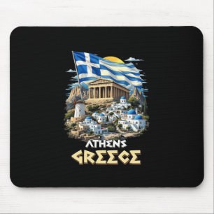 Tapis De Souris Drapeau Athènes Grèce Athènes Souvenir Voyage Vaca