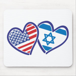 Tapis De Souris Drapeau cardiaque des États-Unis et d'Israël