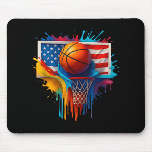 Tapis De Souris Drapeau coloré de teinture colorée de basket-ball