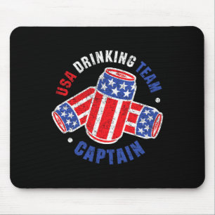 Tapis De Souris Drapeau de canette de bière du 4 juillet États-Uni