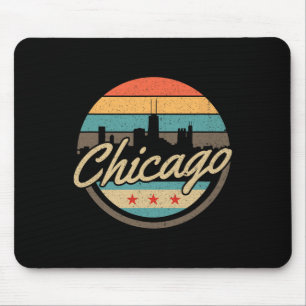 Tapis De Souris Drapeau de Chicago Ciel Vintage Illinois Usa Souve