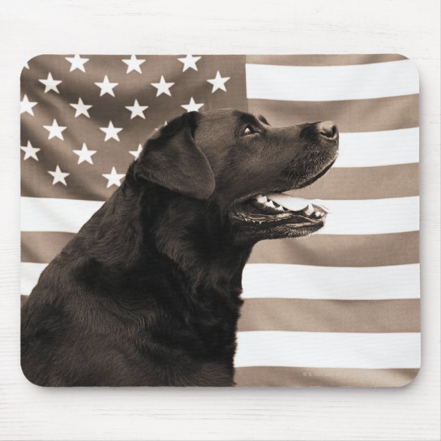 Tapis De Souris Drapeau de chien et américain (Devant)