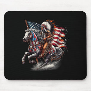 Tapis De Souris Drapeau de la fête des Amérindiens Cheval d'équita