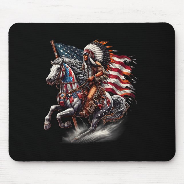 Tapis De Souris Drapeau de la fête des Amérindiens Cheval d'équita (Devant)