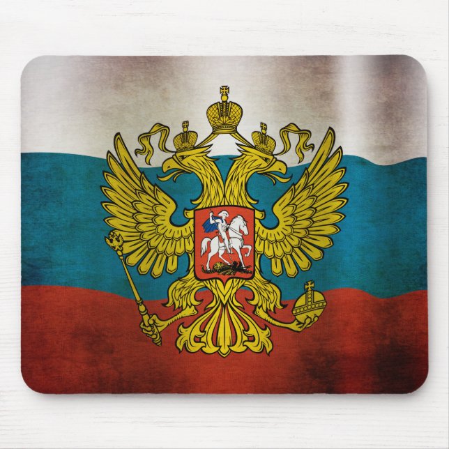 Tapis De Souris Drapeau de la Russie qui flotte (Devant)