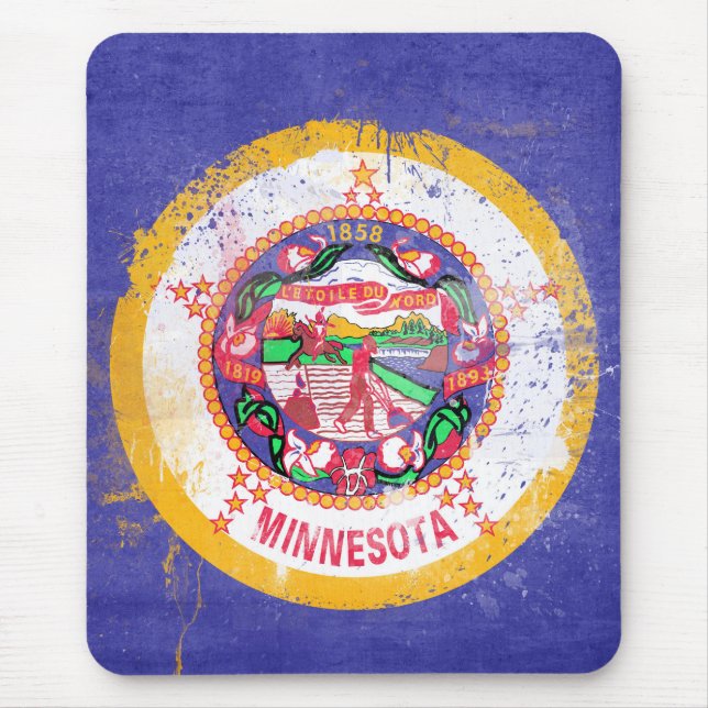 Tapis De Souris Drapeau de l'État du Minnesota en détresse (Devant)