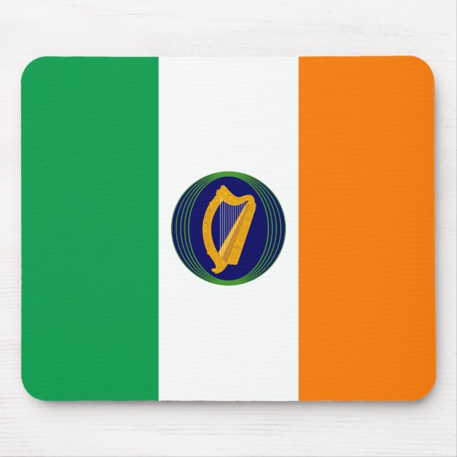 Tapis De Souris Drapeau de l'Irlande avec armoiries (Devant)