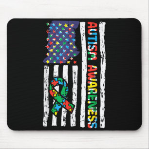 Tapis De Souris Drapeau de sensibilisation à l'autisme Ruban ASD P