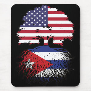 Tapis De Souris Drapeau des racines d'arbre cubain américain cubai