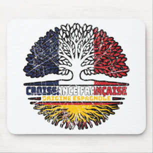 Tapis De Souris Drapeau des racines d'arbre espagnol français d'Es