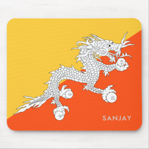 Tapis De Souris Drapeau du Bhutan avec votre nom