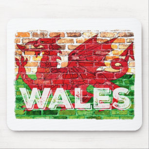 Tapis De Souris Drapeau du Pays de Galles sur brique