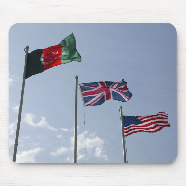 Tapis De Souris Drapeau du Royaume-Uni entre les drapeaux afghans  (Devant)