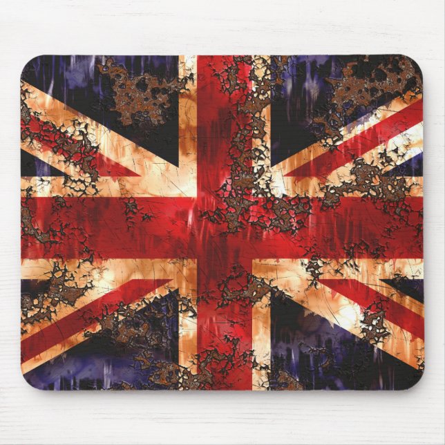 Tapis De Souris Drapeau du Royaume-Uni patriotique rouillé (Devant)
