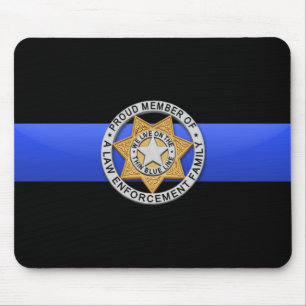 Tapis De Souris Drapeau et insigne de la Ligne Bleue Mince